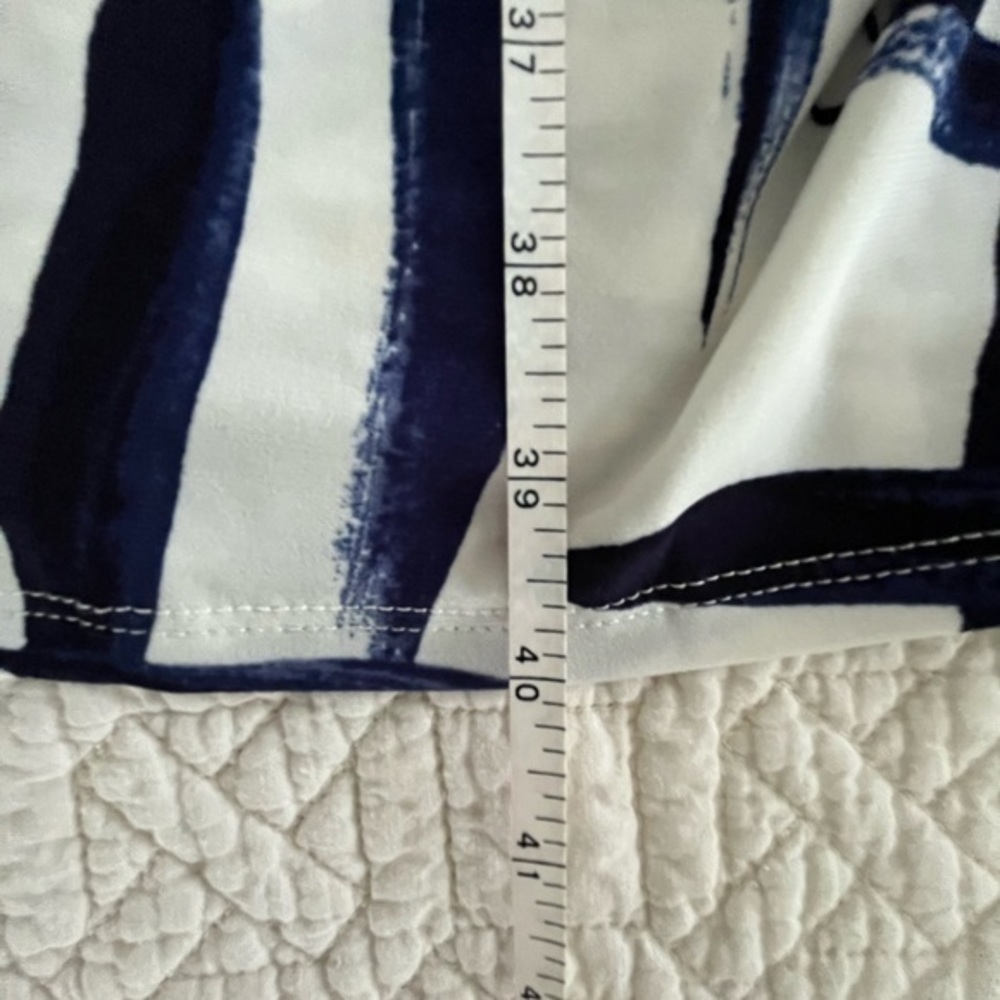LAUREN Ralph Lauren Asymmetrical Ruched Front Black‎ Blue White Dress Size 16 - Picture 10 of 13